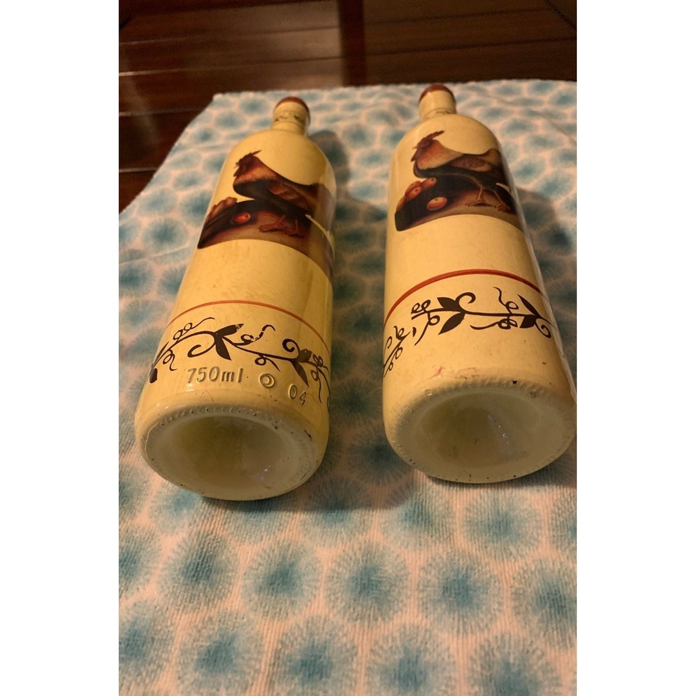 Vintage Style Rooster Ceramic Decorative Wine Bottles Farmhouse Decor‎ Set of 2 - Picture 3 of 8